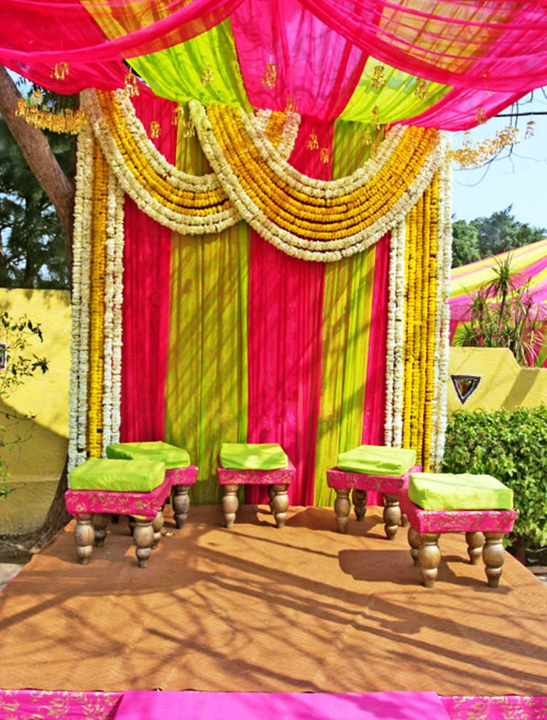 Indian Wedding Decoration Pink and Green