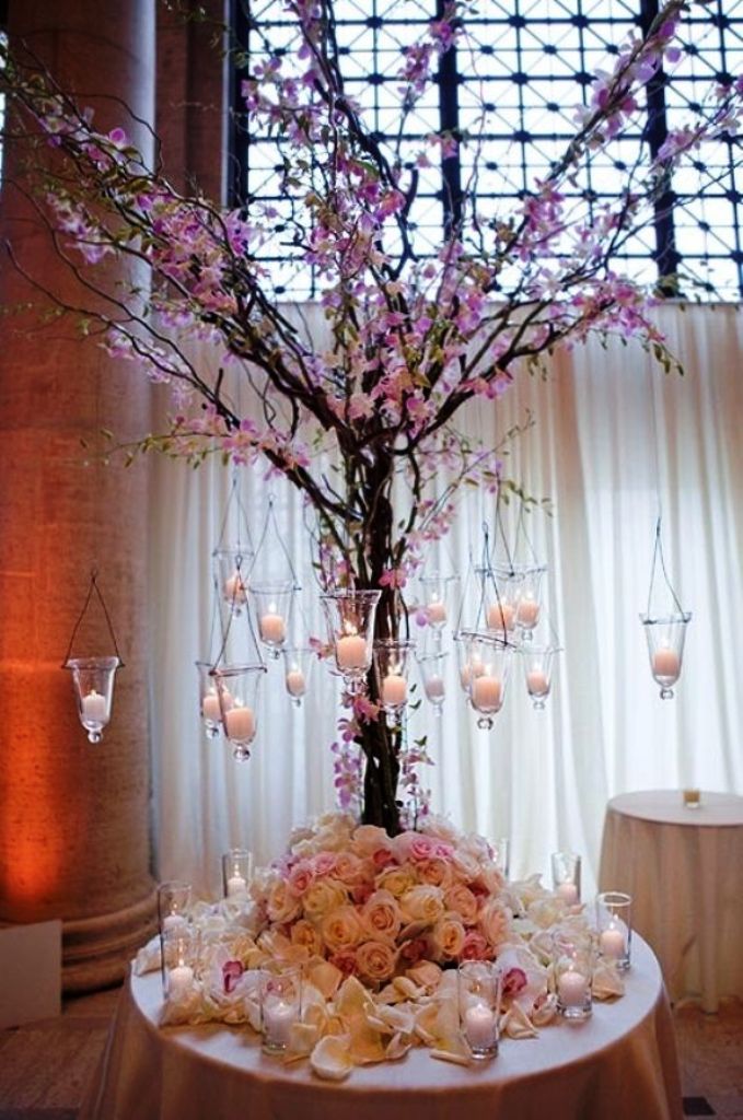 Indoor Flowers and Candles Wedding Ceremony Decor