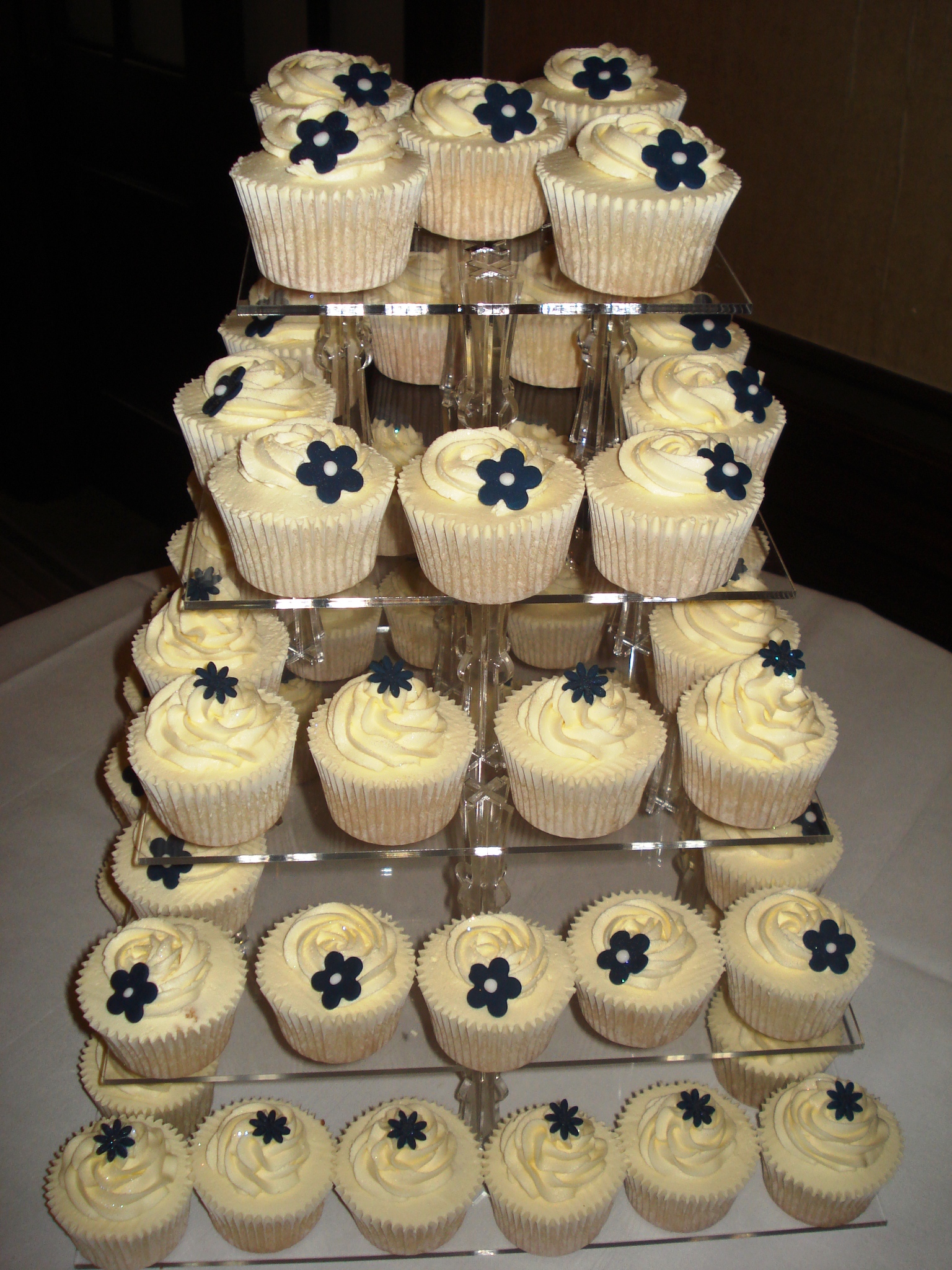 Ivory and navy wedding cupcakes Decorations