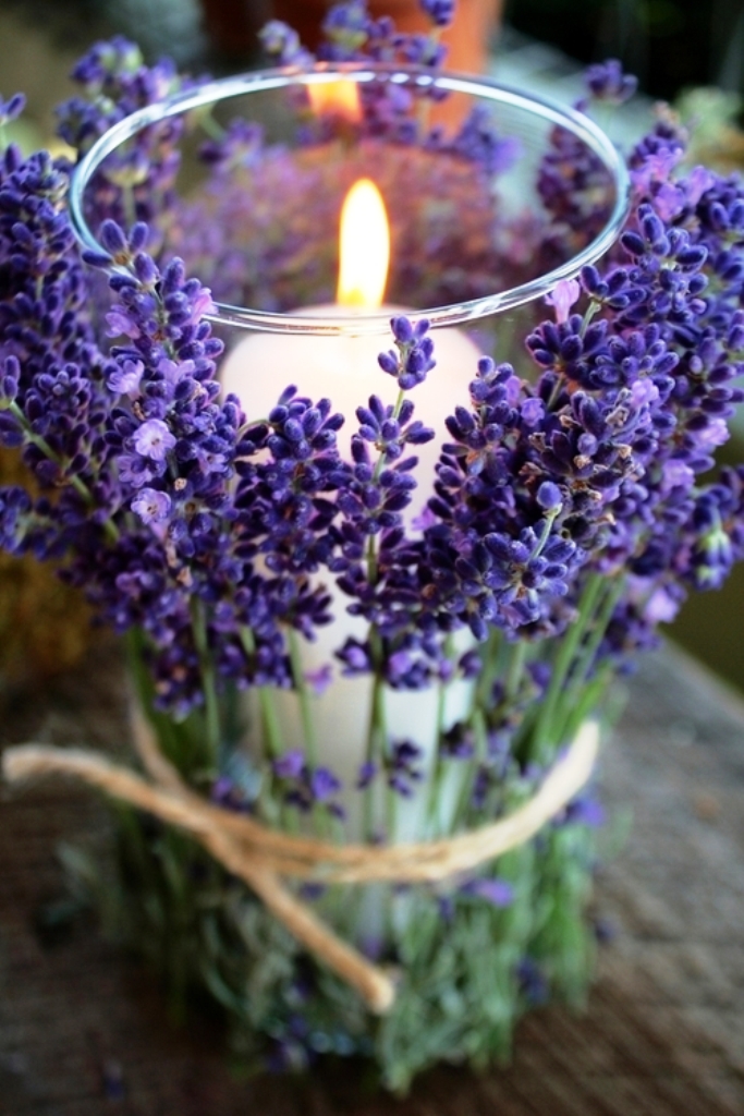 Lavender Candles Centerpiece Decorations