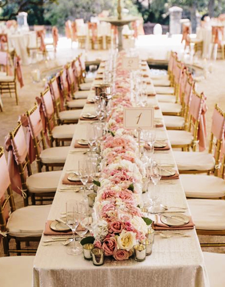 Long Table Blush Pink Wedding Centerpiece Decorations