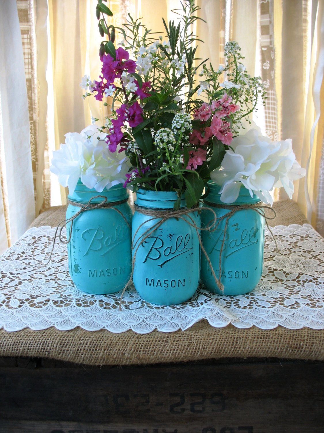 Mason Jars Turquoise Wedding Decorations