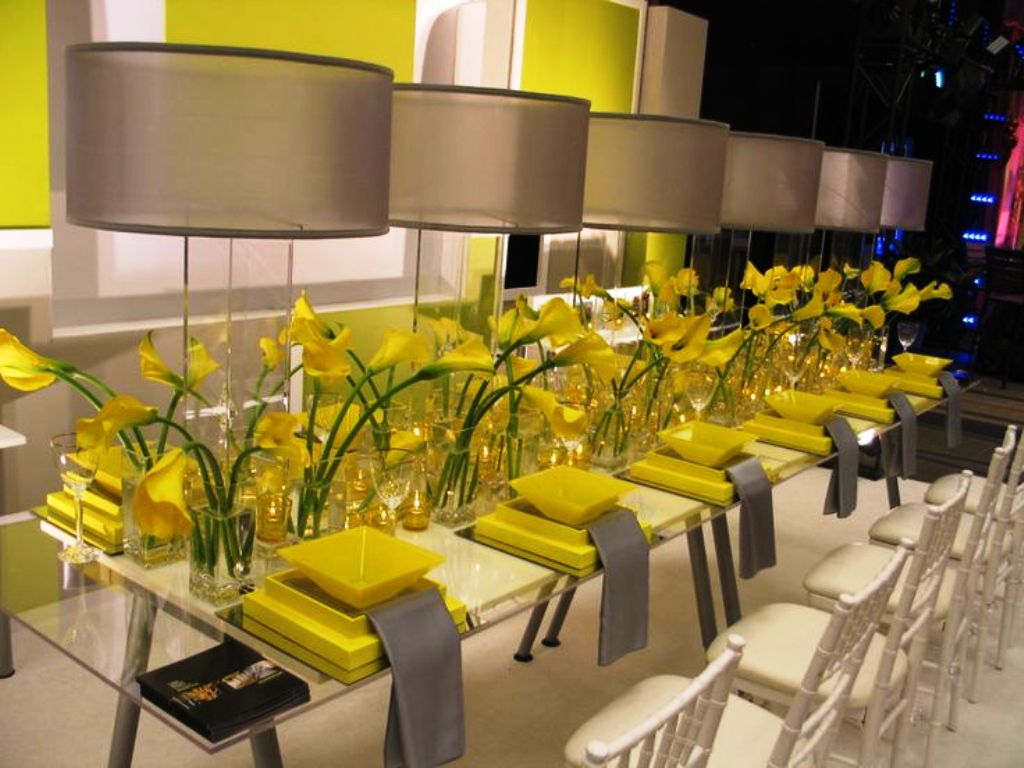 Modern yellow and gray wedding Decorations Ideas