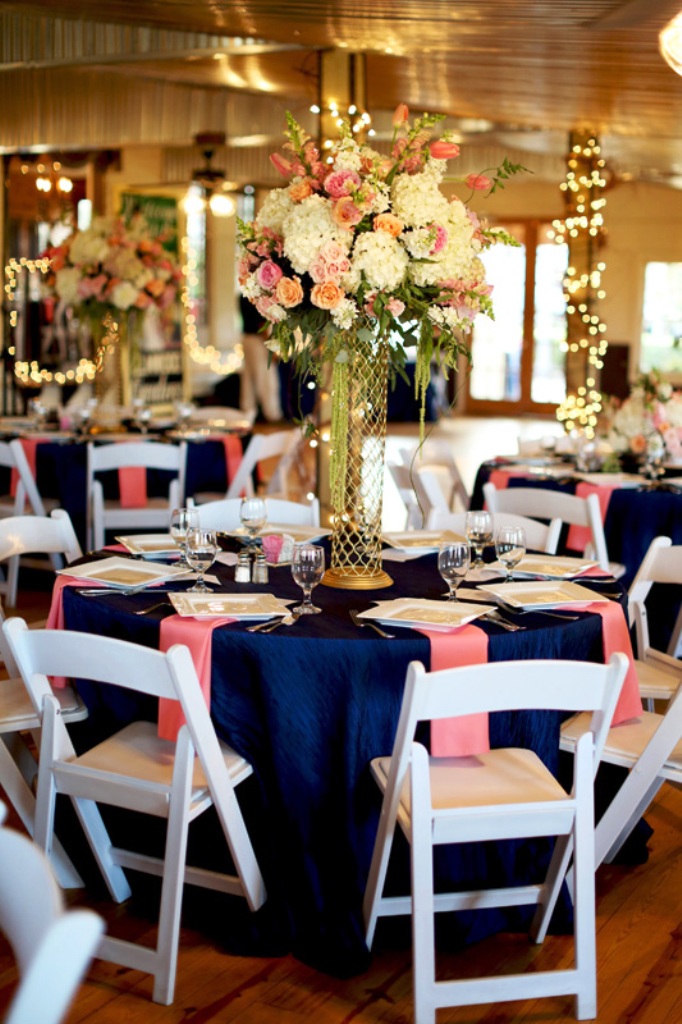 Navy Blue and Pink Color Wedding Decorations
