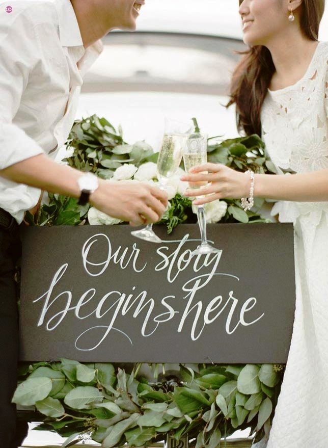 Our Story Begins Wedding Sign Decorations
