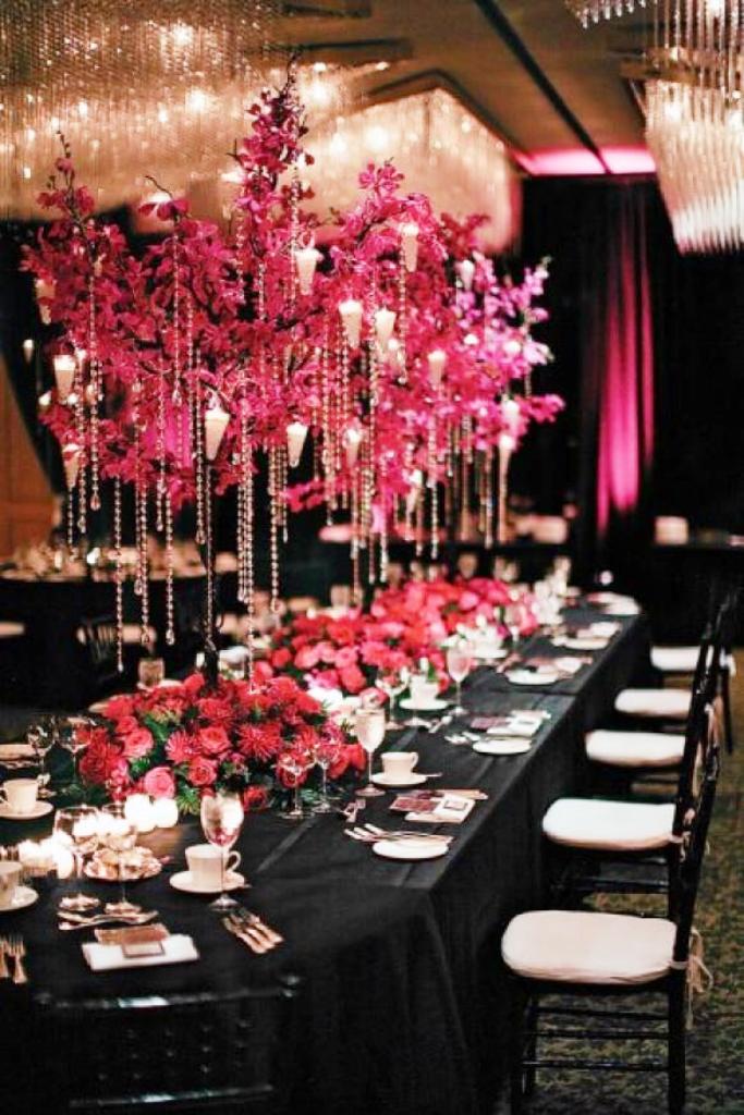 Pink And Black Christmas Wedding Decorations