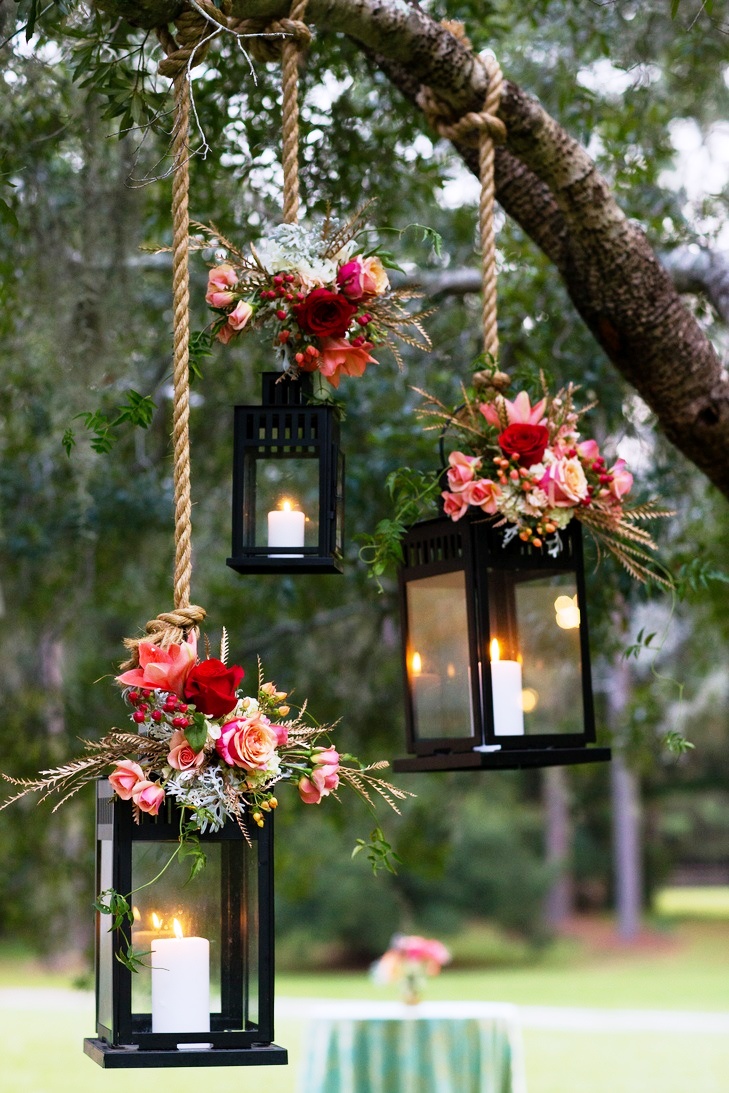 Pink Flower Wedding Lanterns Decorations