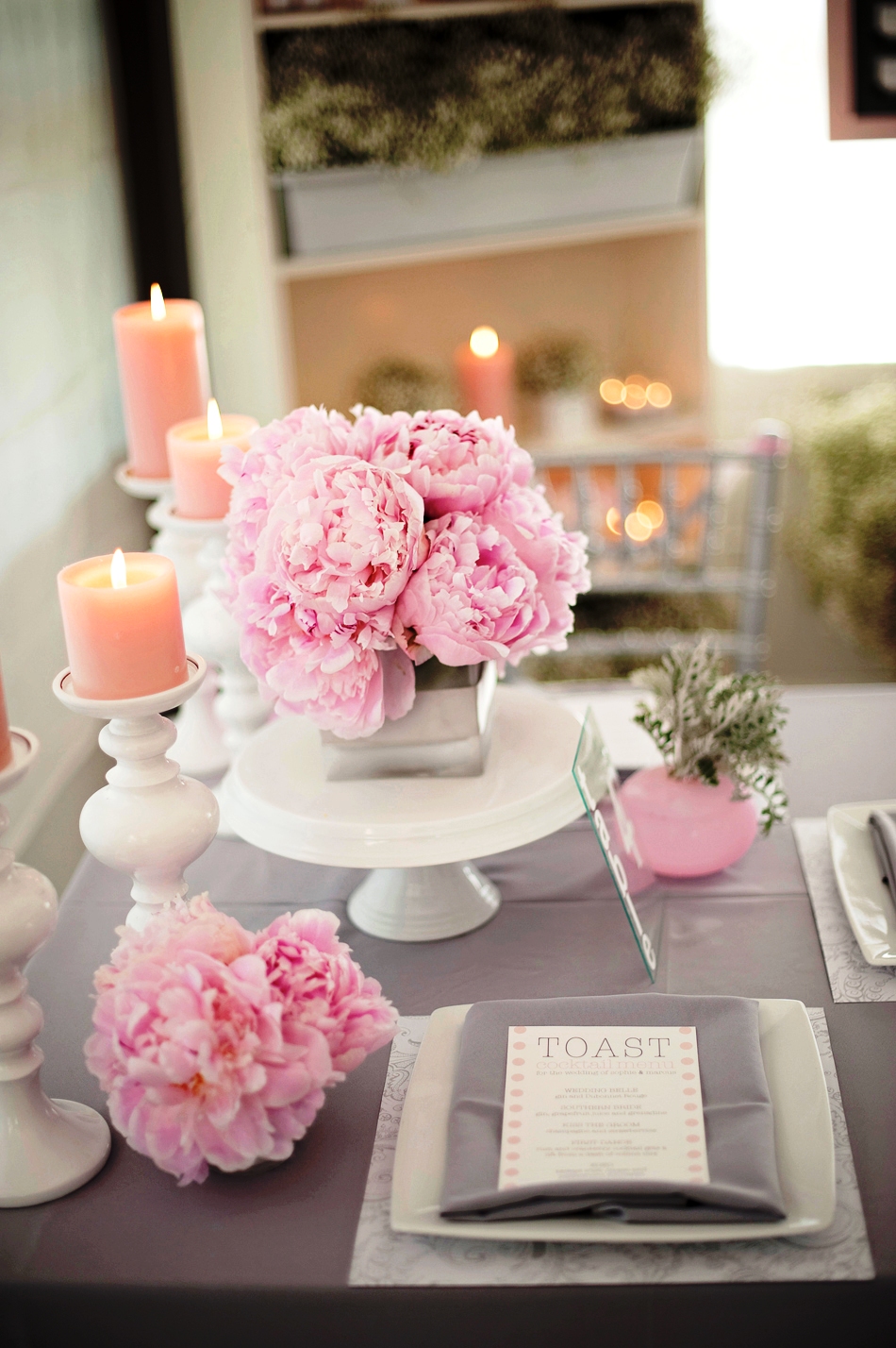 Pink and Grey Wedding Decorations