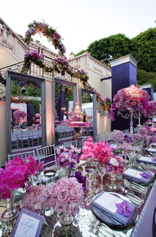 Pink and Purple Wedding Table Decorations IDeas