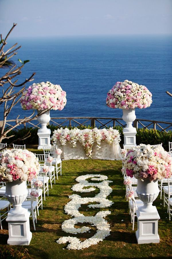Pink and White Wedding Ceremony Decorations