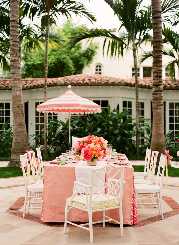 Pretty Pink and Orange Wedding Table Decorations