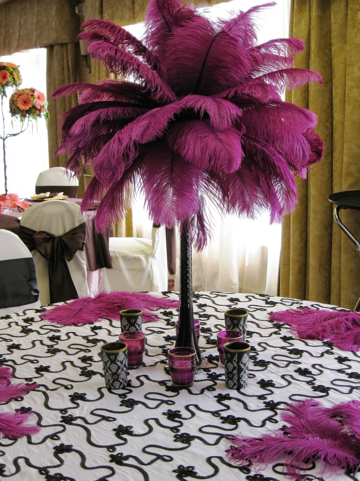 Purple Ostrich Feather Centerpiece Decorations