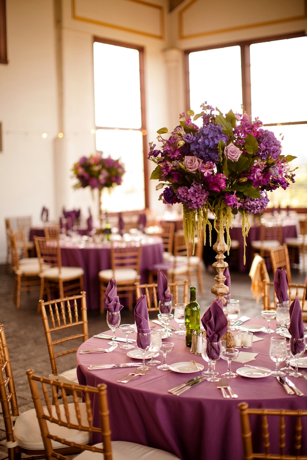 Purple and Gold Wedding Reception Decorations