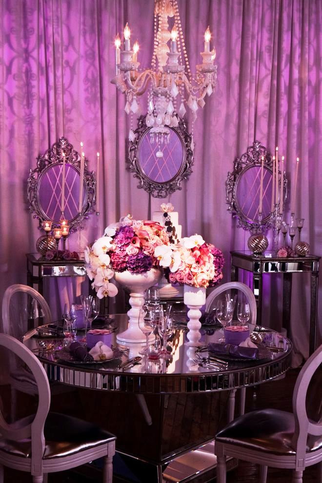 Purple and Silver Wedding Reception Decorations