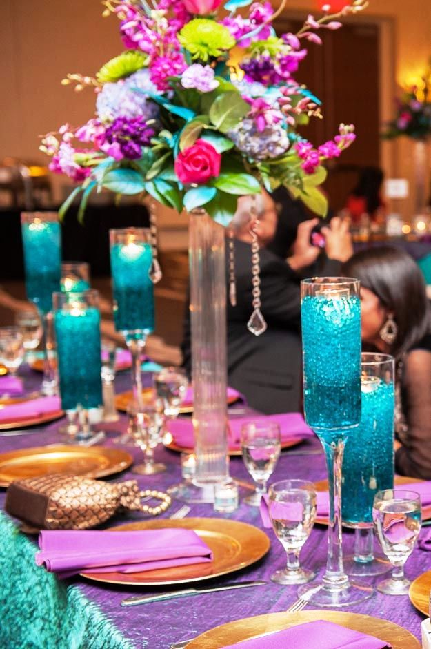 Purple and Teal Wedding Receptions Decorations