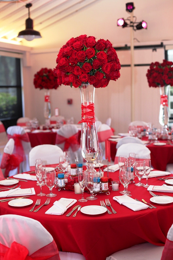 Red Rose Tall Wedding Centerpieces Decorations