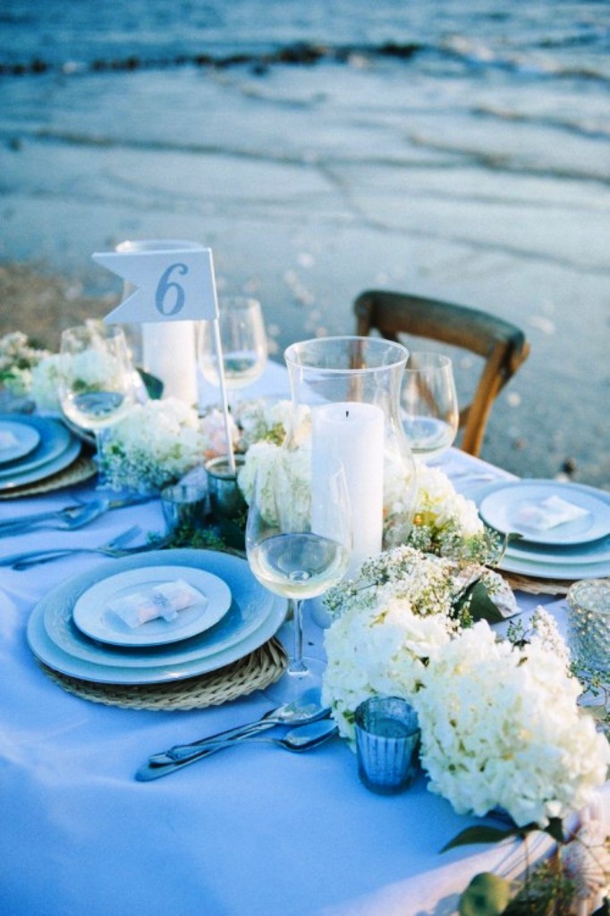 Romantic Beach Wedding Table Decorations