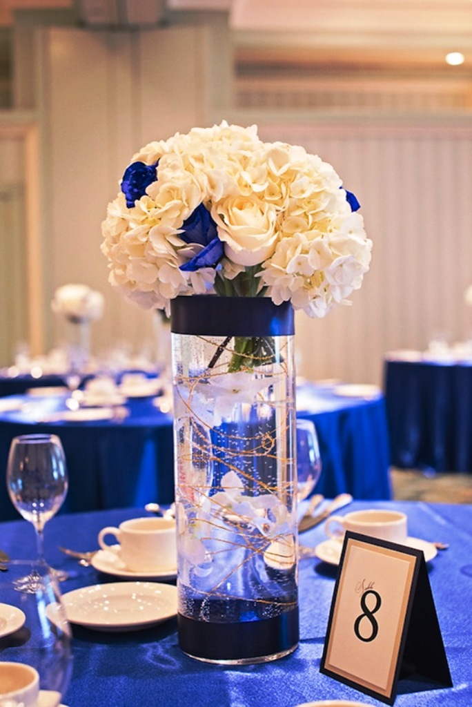 Royal Blue and Gold Wedding Centerpieces