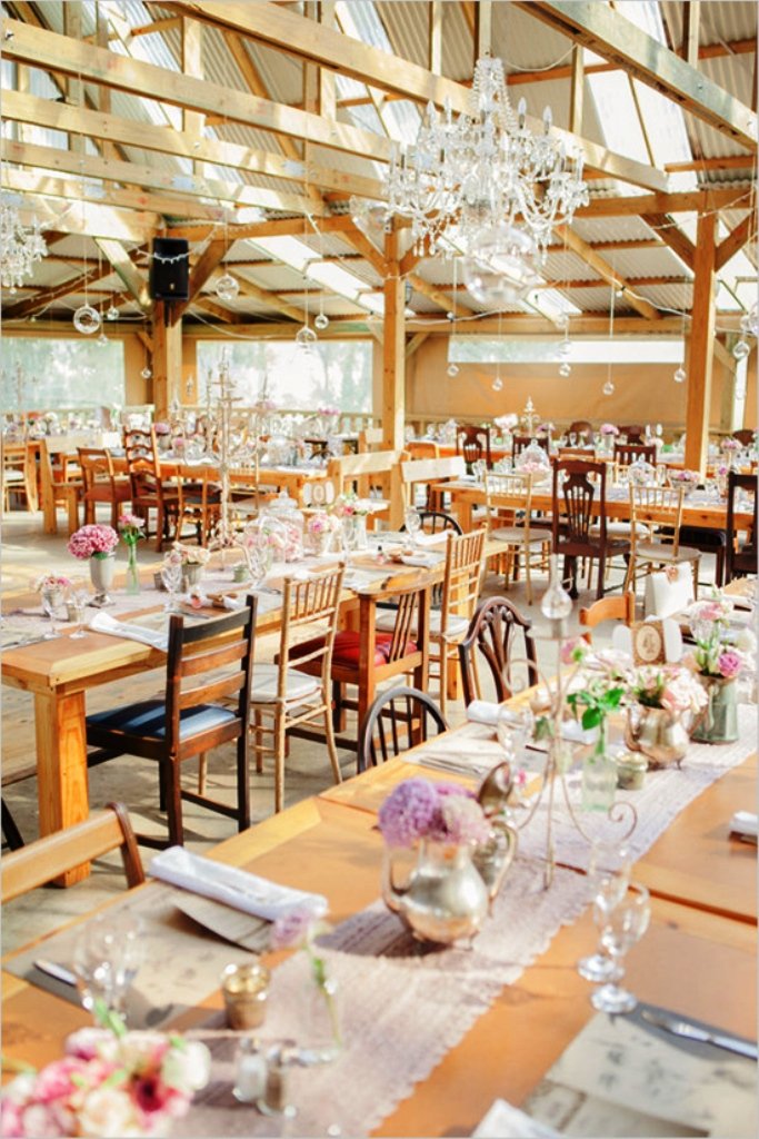 Rustic Indoor Wedding Reception Decor