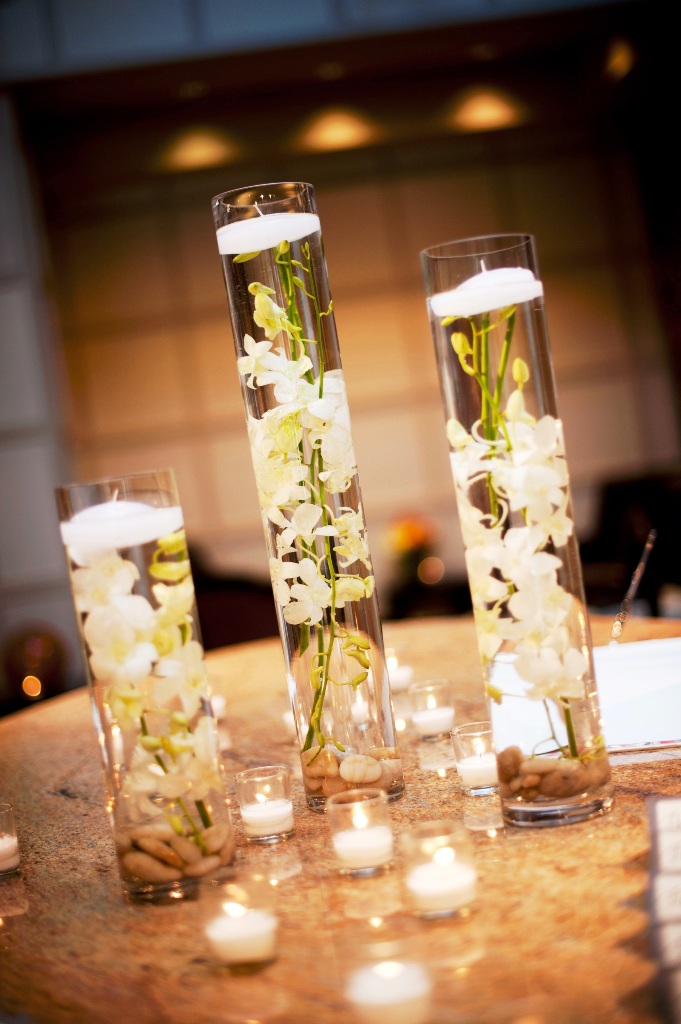 Simple Wedding Centerpieces with Orchids