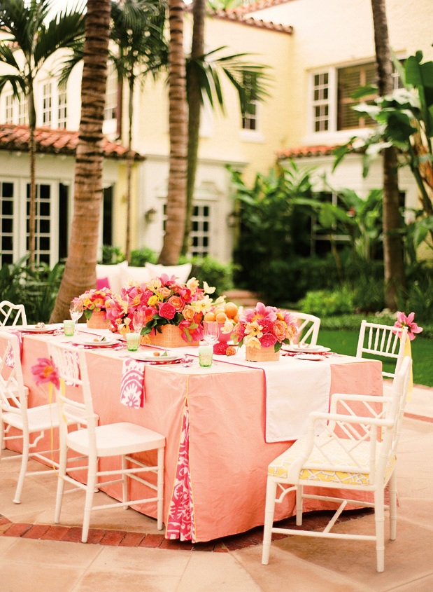 Southern Pink and Orange Weddings Table Setting