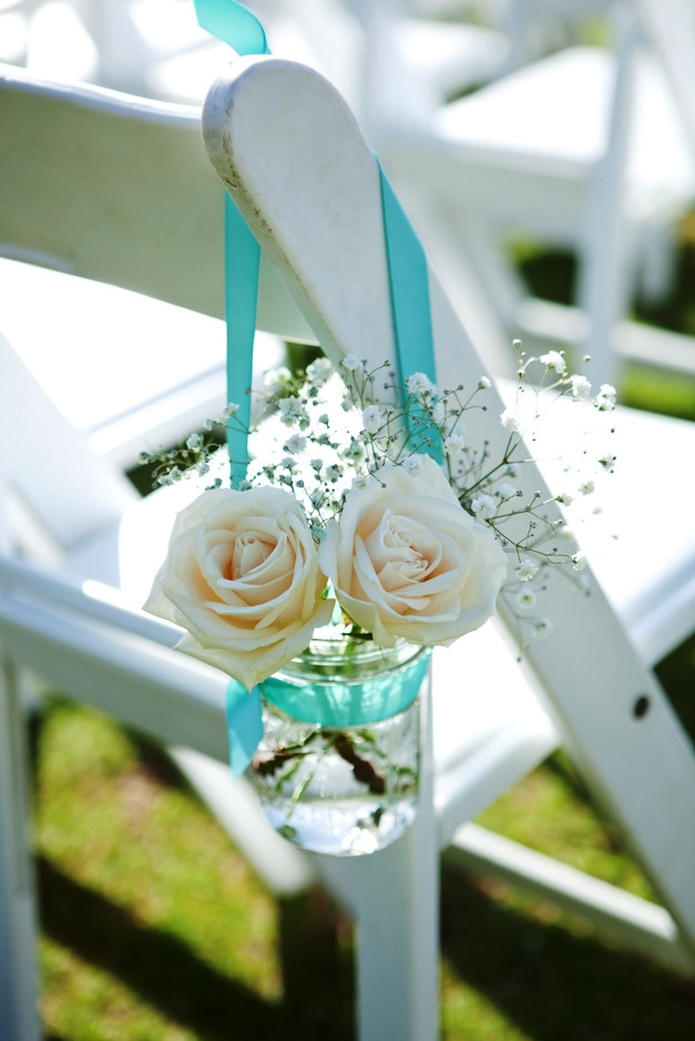 Teal Beach Wedding Flowers Decorations
