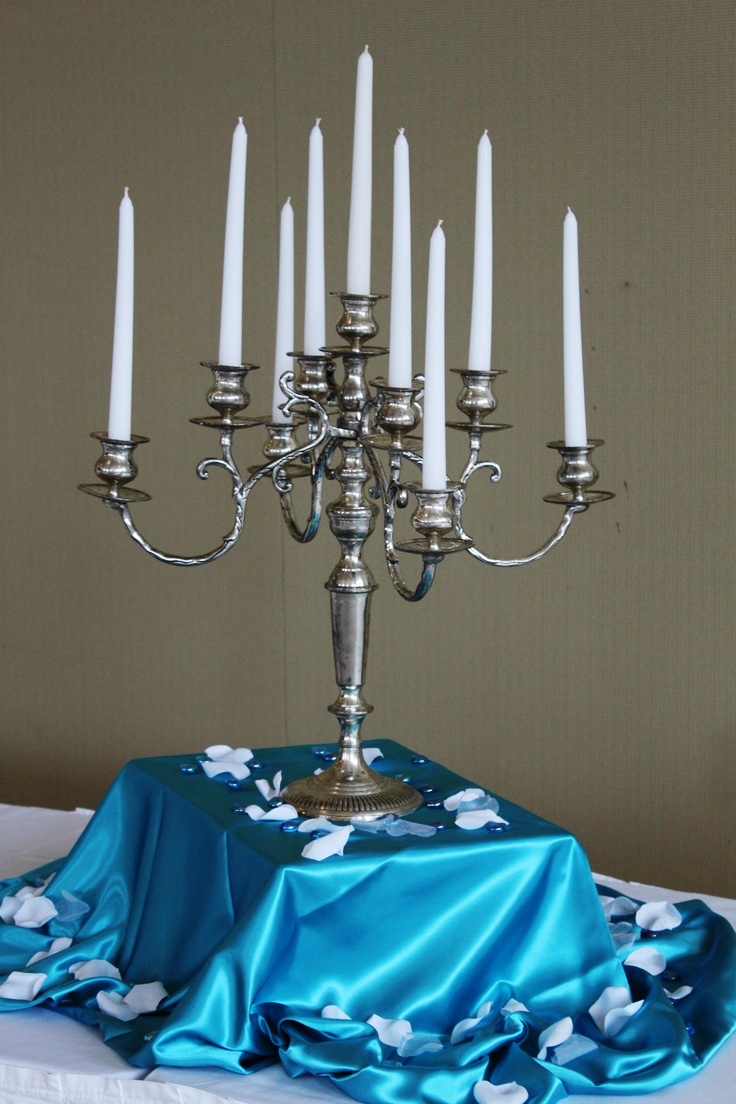 Teal Wedding Decorations with Candle Stand