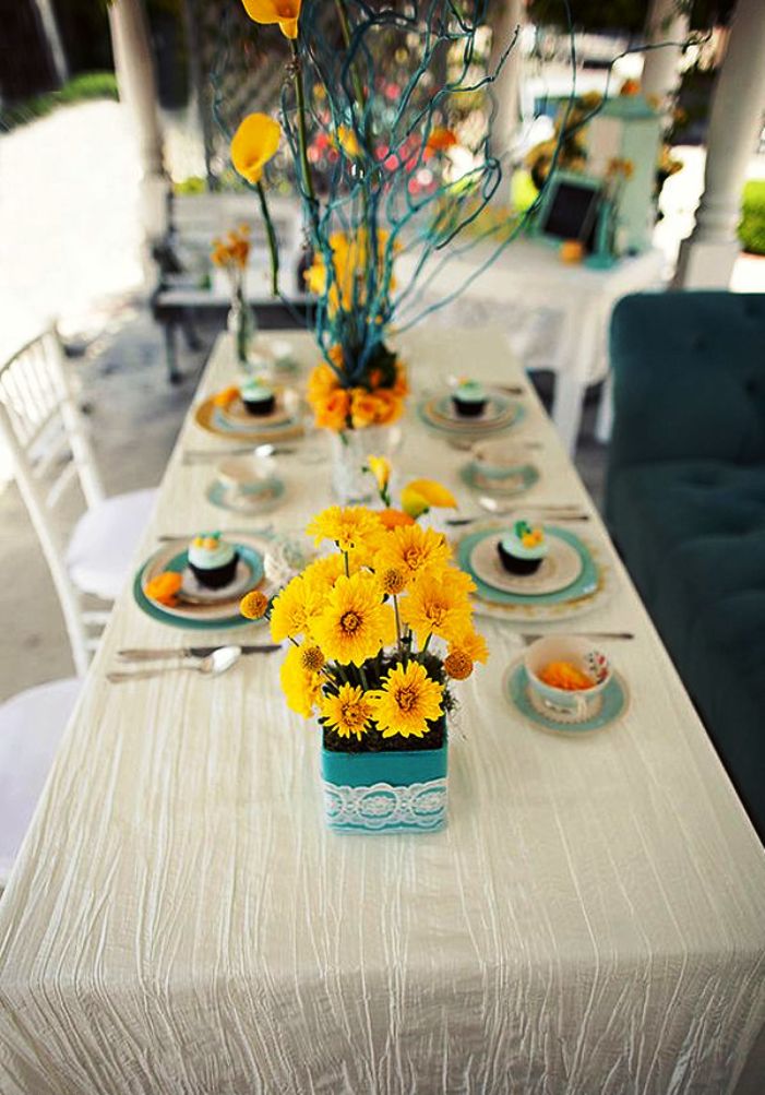 Teal and Yellow Wedding Decorations