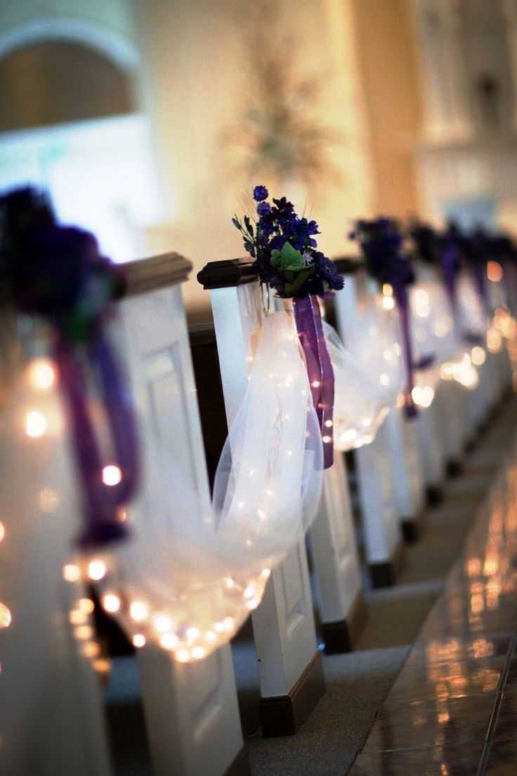 Tulle Church Aisle Wedding Decorations with Lights