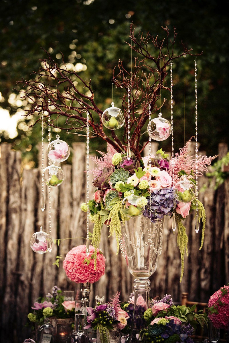Wedding Centerpieces Decorations with Hanging Crystals