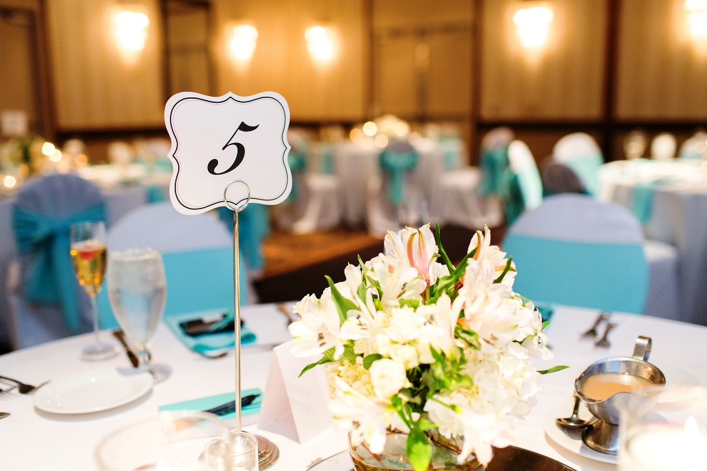 White Lily and Turquoise Wedding Decorations