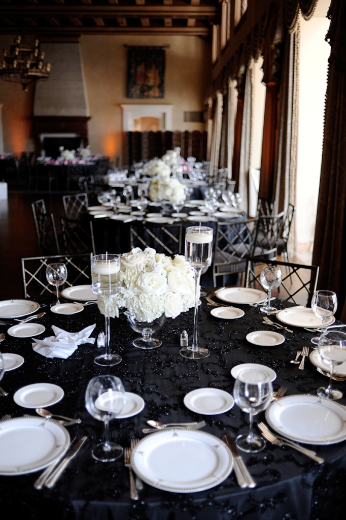 White and Black Wedding Reception Decorations