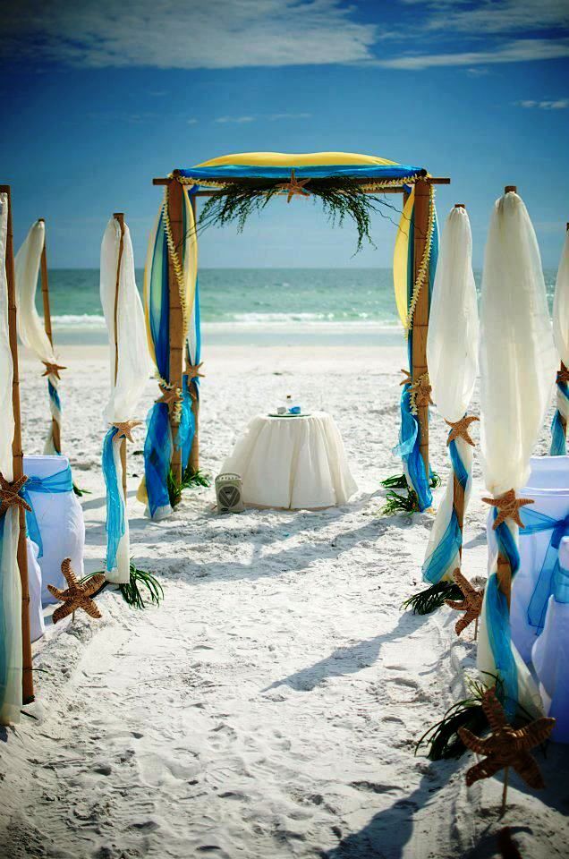 White and Teal Beach Wedding Decorations