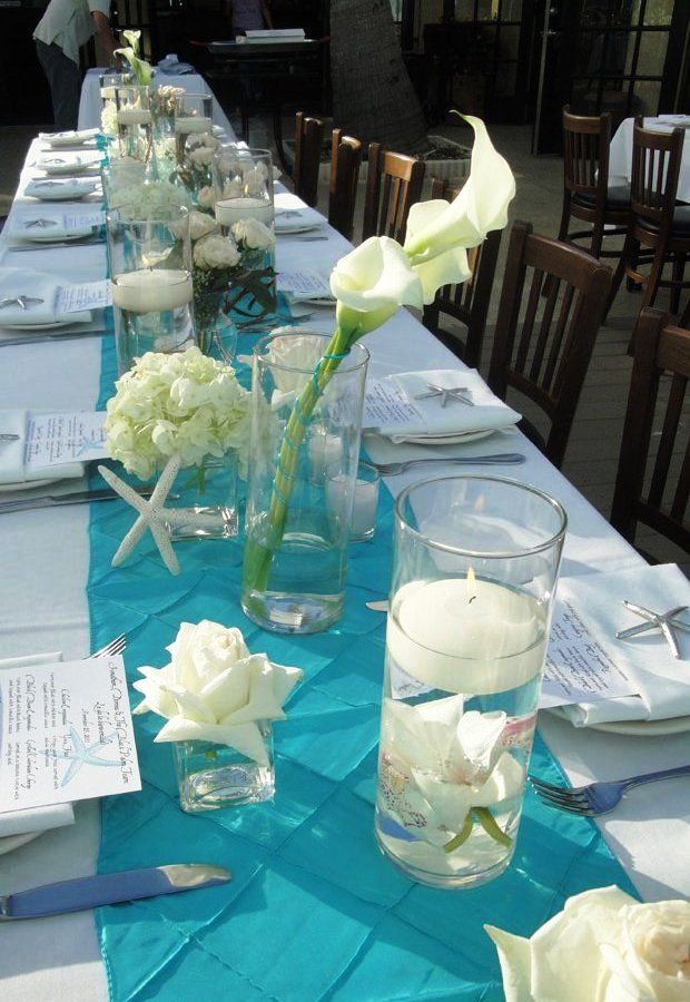 White and Teal Wedding Centerpieces Decorations