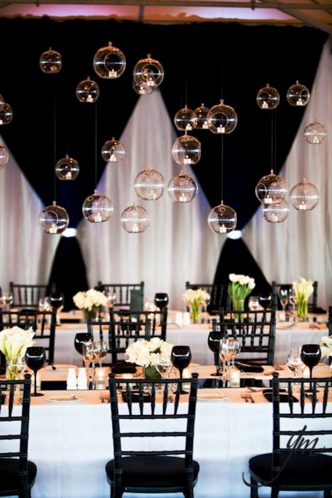White and black wedding decorations Ideas