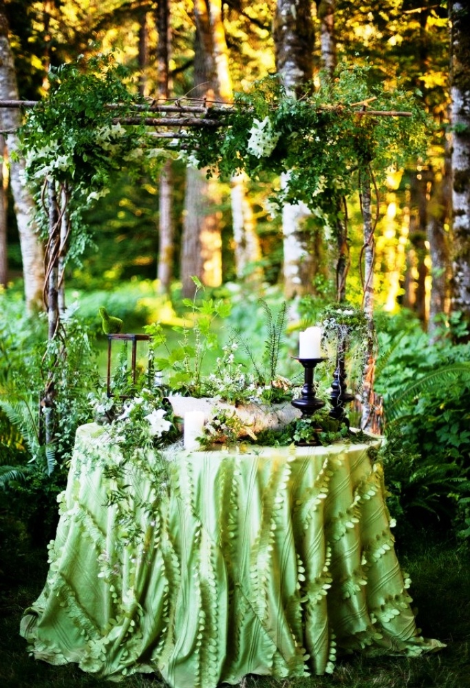 Woodland Green Wedding Table Decorations