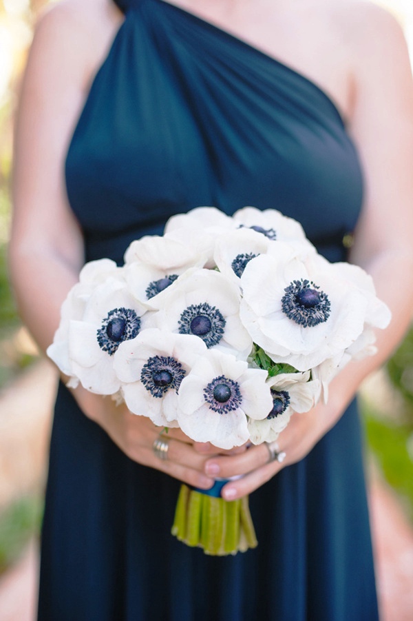 anemone wedding bouquets for navy wedding