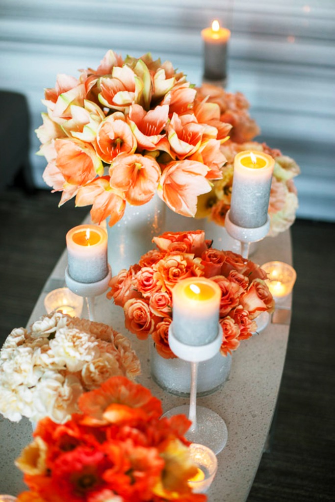 coral and orange Wedding Decorations