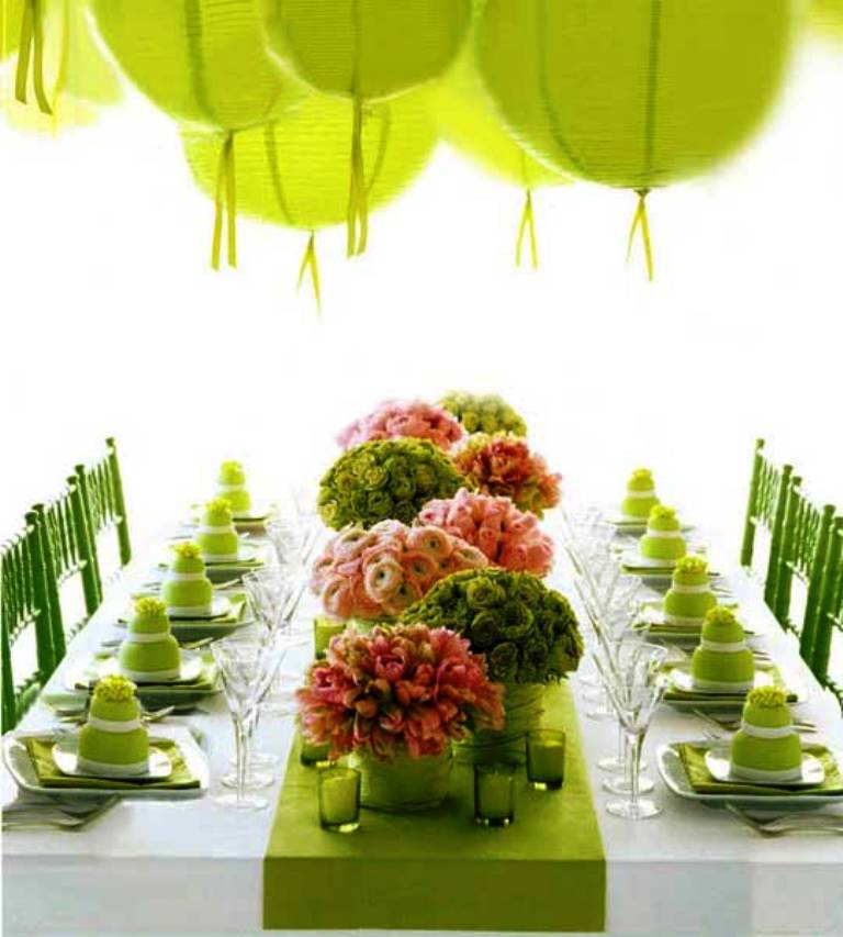 green wedding table decorations