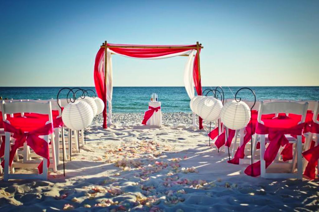 hot pink beach wedding decorations