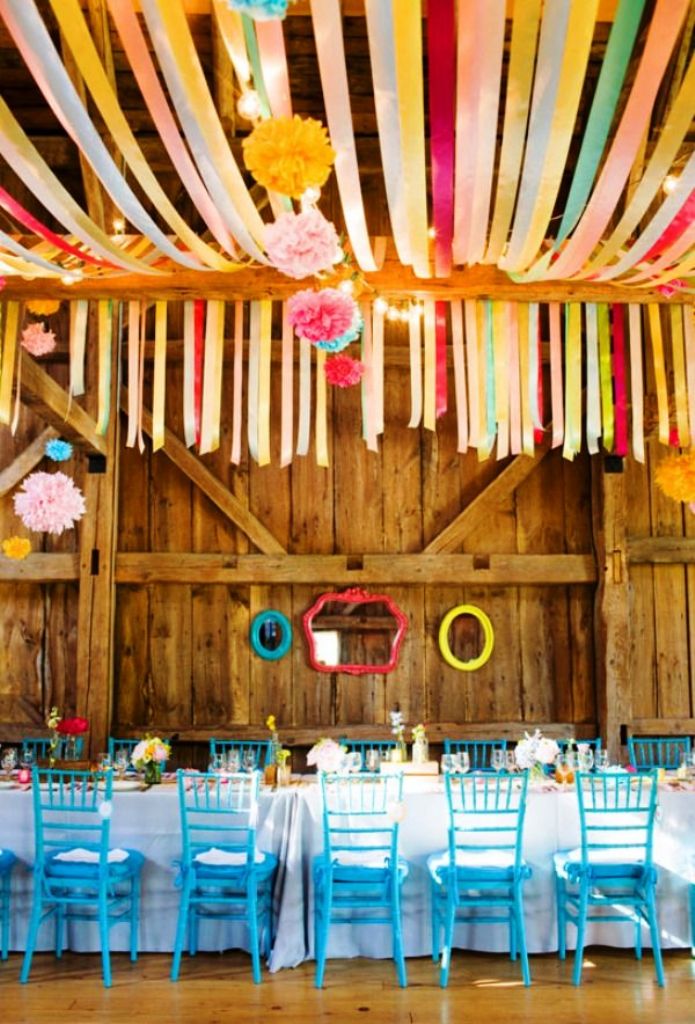 lovely colorful wedding reception decor
