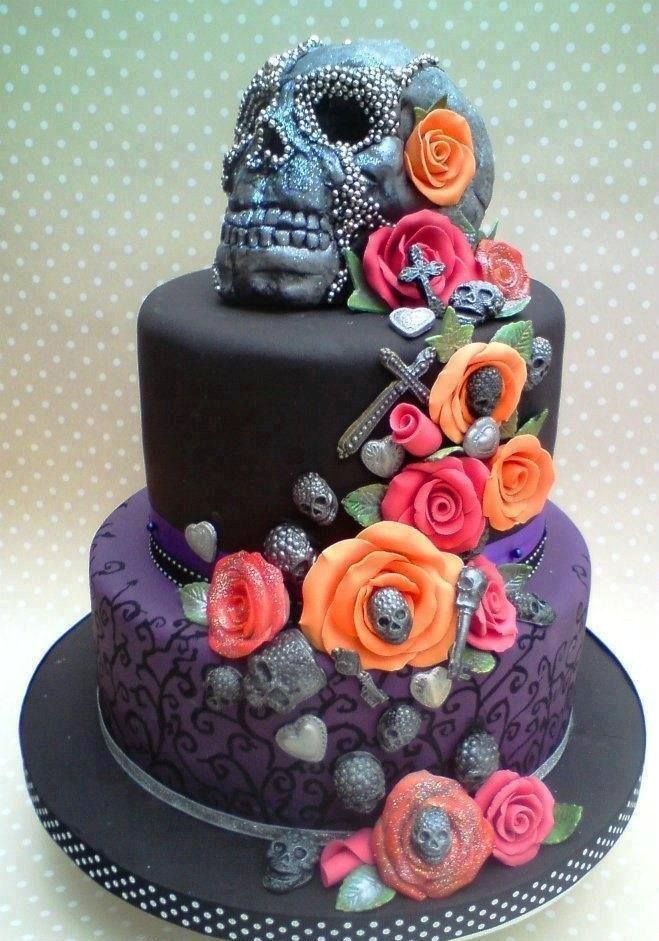 Awesome Skull Halloween Wedding Cake Ideas