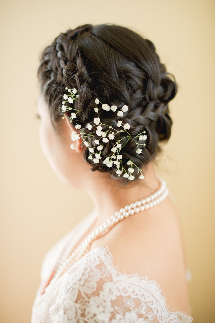 Babies Breath Wedding Hairstyles With Flowers