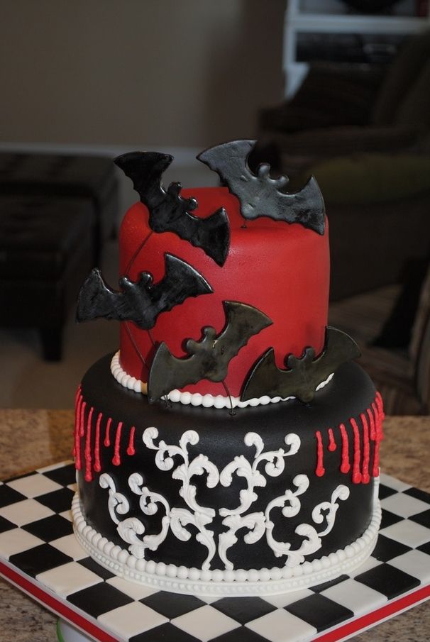 Bat Halloween Wedding Cake