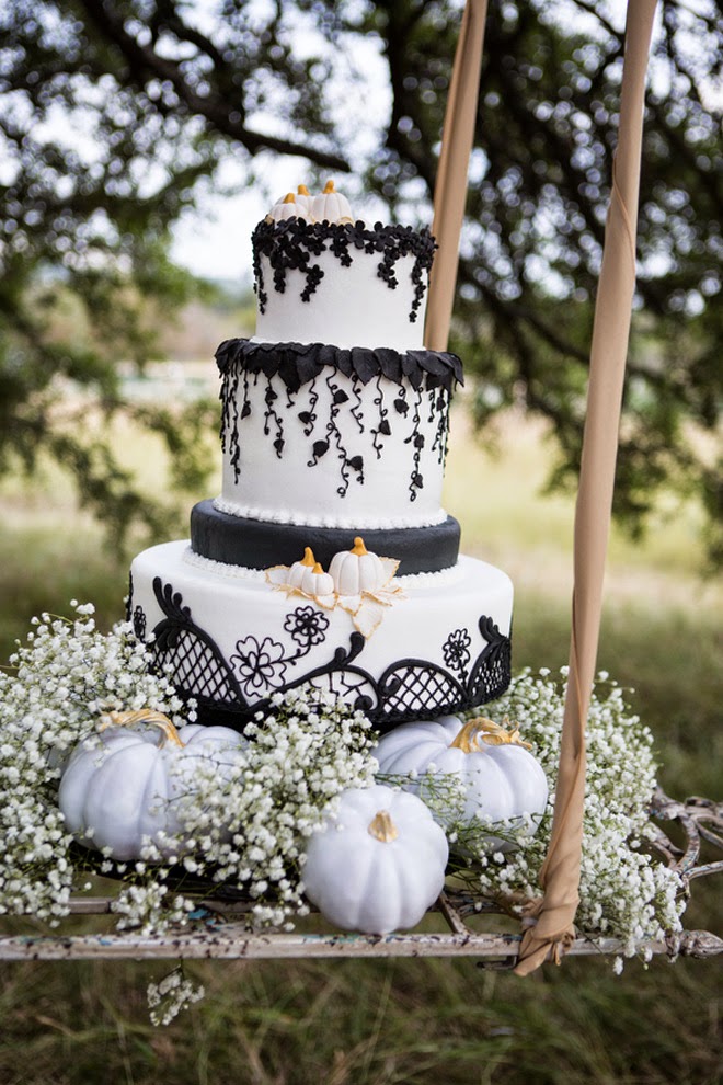 Black and White Halloween Wedding Cake