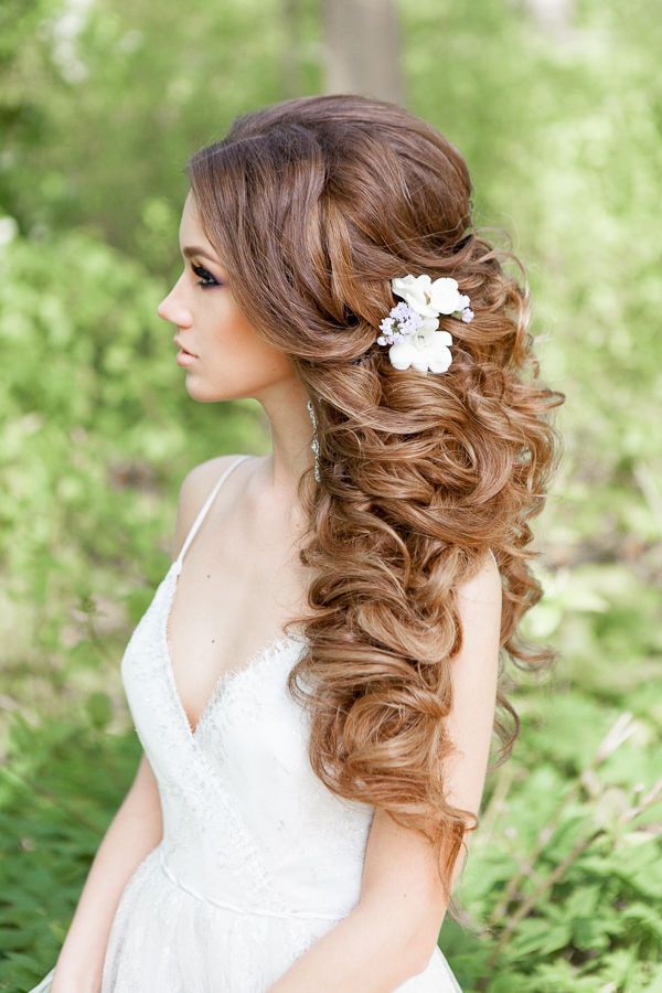 Curly Wedding Hairstyles With Flowers