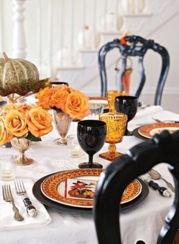 Elegant Halloween Wedding Table Setting