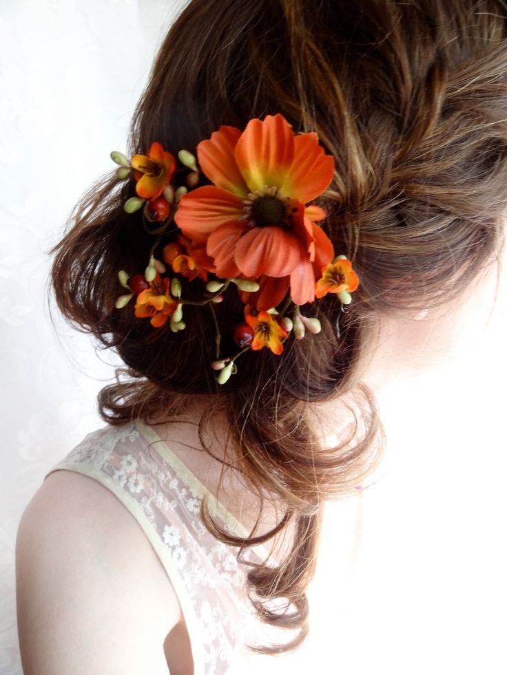 Fall Wedding Hairstyles With Flowers