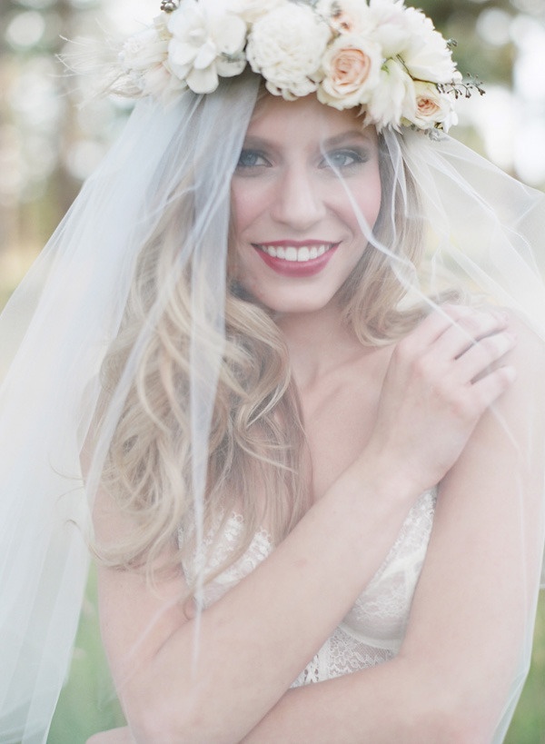 Floral Crowns Wedding Hairstyles With Veil