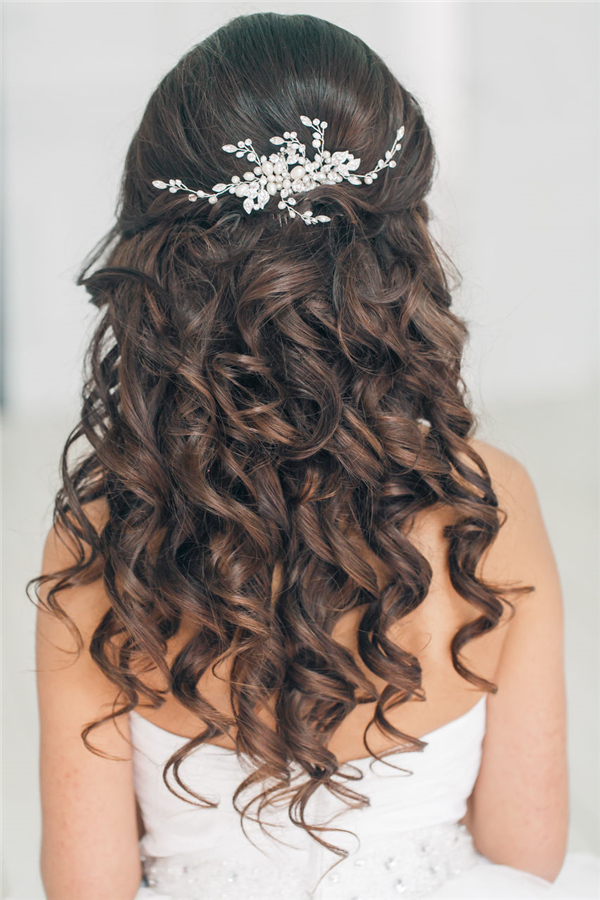 Half Up Half Down Wedding Hairstyles With Hairpiece